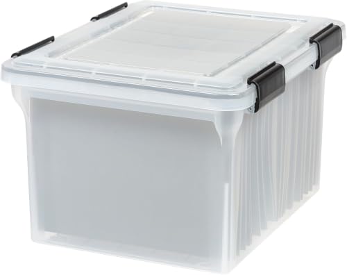 IRIS USA WeatherPro Water-Resistant File Box Organizer 32 Qt. Letter & Legal