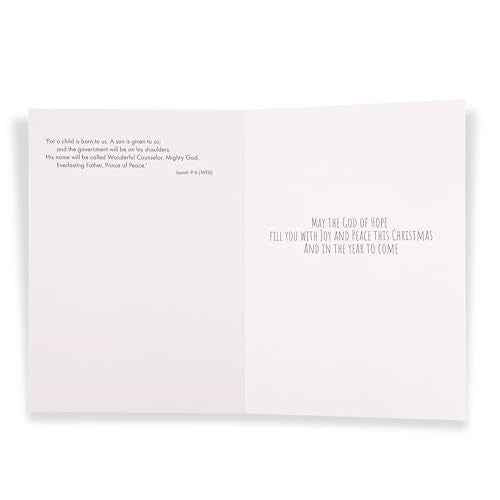 Religious Christmas cards - Jesus, Prince of Peace, pack of 20, 5x7in, printed in England, with Bible verse inside. Christian Christmas cards with envelopes bulk, by Just Cards Direct