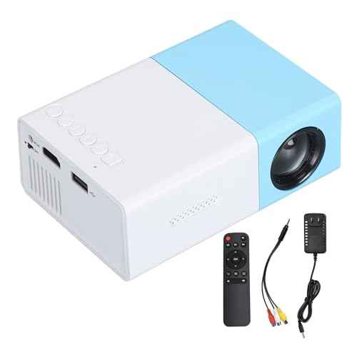 Mini Projector, Full HD 1080P Home Theater Video Projector Proyector, Portable Projector for Cartoon, 4:3 24 to 60 Inch Movie Projector with Remote Control, Blue White (US)