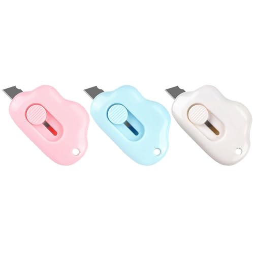 Sanyakti 3 Pack Cloud Shape Retractable Letter Openers – Compact Envelope Cutters for Bags & Mail