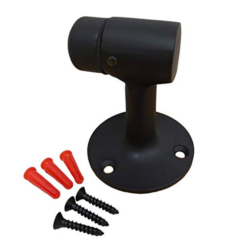 QCAA Solid Brass Door Stop, 3", Matte Black, Made in Taiwan, 2 Pack