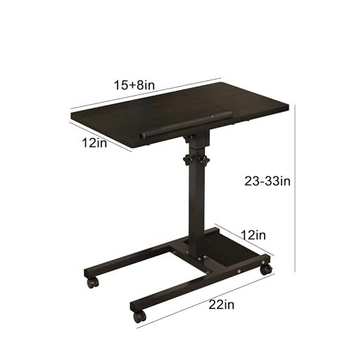 TigerDad Mobile Adjustable Height Laptop Stand PC Portable Laptop Swivel Table Rolling Table with Wheels Caster and Mouse Pad (Dekuwood)