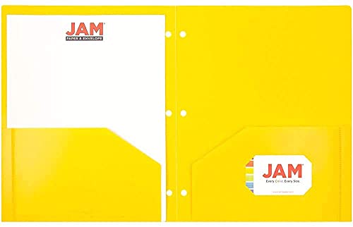 JAM Paper Heavy Duty Plastic Pocket Folders 6-Pack - Assorted Colors, 3-Hole Punch, 9.5 x 11.6 inches