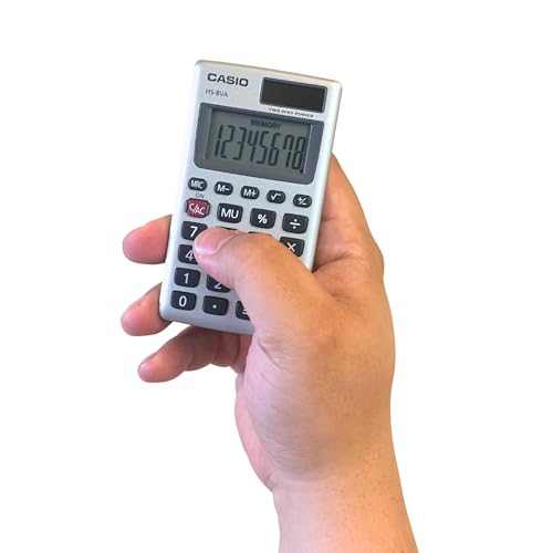 Casio HS-8VA Mini Solar-Powered 8-Digit Pocket Calculator - Pack of 1