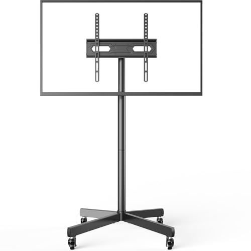 USX Mount Mobile TV Cart Rolling TV Stand with Wheels for 23-60" LCD LED Flat/Curved Panel Screens,Height Adjustable Floor Stand Holds up to 99Lbs Portable Stand,Max VESA 400x400mm