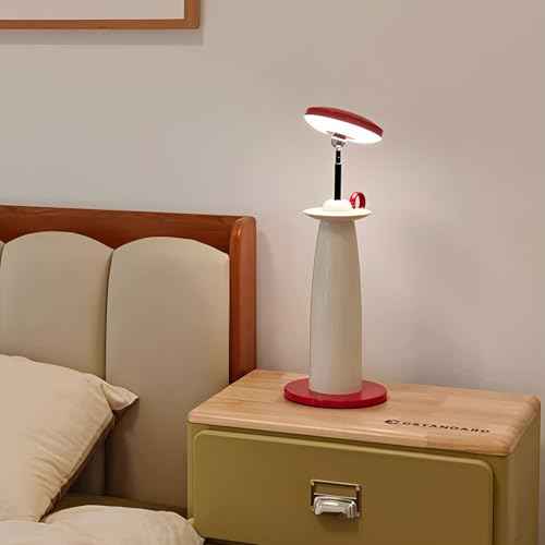 jonong Modern 2-in-1 LED Table & Floor Lamp, Adjustable Height 14.5-55.1 inches, Red Table lamp,Suitable for Bedroom, Living Room, Office, Gift for Friends, Women (White-Red)