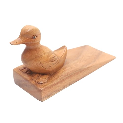 NOVICA Animal Themed Wood Doorstop, Brown, Helpful Duck in Brown'