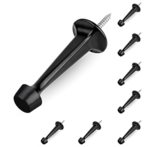HOMOTEK 8 Pack Heavy Duty Zinc Door Stops with Rubber Tips - Black