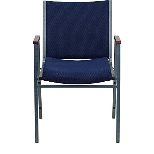 Flash Furniture Hercules Navy Patterned Fabric Stack Chair with Arms (Set of 1)