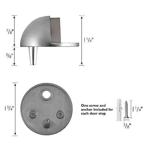 Dome Door Stop Wall Protectors with Rubber Stopper ? Satin Nickel Floor Mounted Door Stoppers 10-Pack ? Design House, 188342