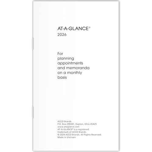 AT-A-GLANCE 2026 Monthly Planner Refill for 70-064, 3-1/2" x 6", Pocket Size (709061026)
