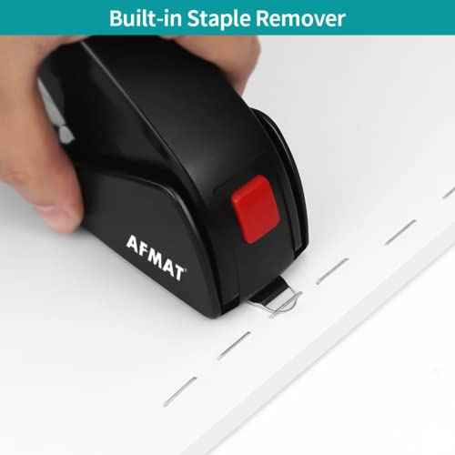 AFMAT ES10 Stapler for Desk, 50 Sheet Effortless Desktop Stapler Staple with One Finger, Portable Ergonomic Handheld Staplers Heavy Duty, Built-in Remover, Space Save Size, Good for Home & Office