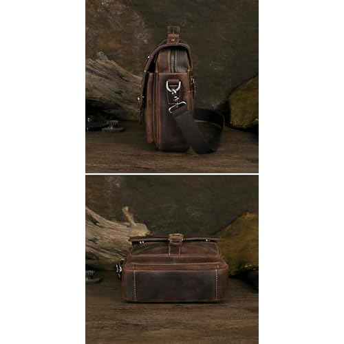 Mens Genuine Leather Satchel Sling Messenger Shoulder Cross body Bag Flap Over Tote Business Briefcase