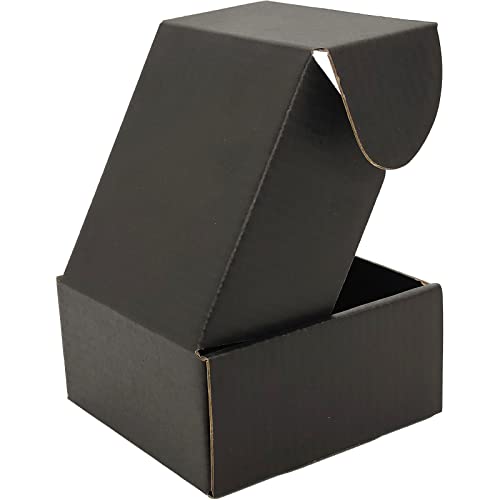 4x4x2 inches Small Shipping Boxes Set of 100 - Black Mailer Corrugated Cardboard Boxes for Shipping Packaging Mailing Products