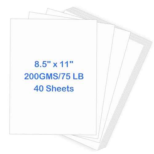 White Cardstock£¬40 Sheets Heavy Cardstock, 8.5" x 11" Thick Printable Cardstock, 75 lb /200gsm Cardstock Paper for Invitations, Business Cards, Postcards, Crafts, Art, Wedding, DIY Cards