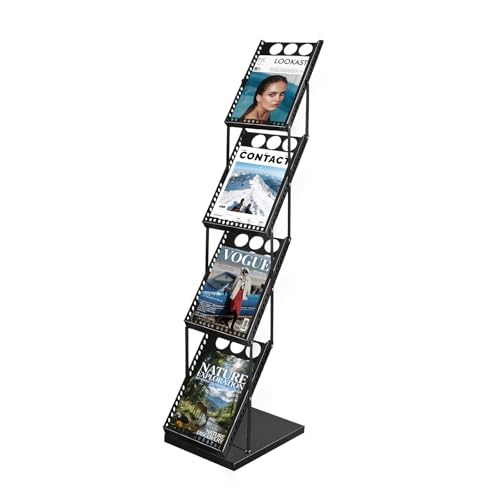 YDisplay 4-Tier Foldable Magazine Rack with Reinforced Base for Trade Shows & Office Display