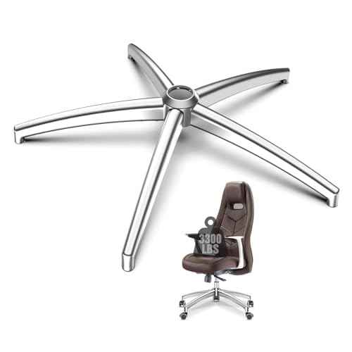 Office Chair Base Replacement (3300 lbs) - Heavy Duty Alloy Office Chair Base Replacement, Office Chair Reinforced Metal Legs, Universal Gas Cylinder and Caster Socket