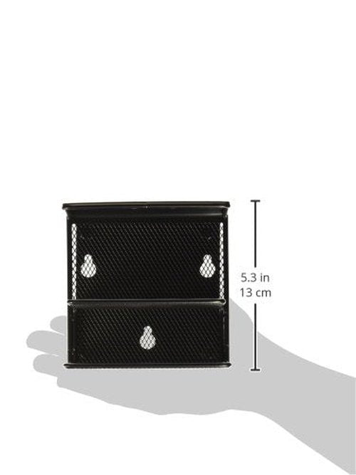 Safco 3611BL Onyx Mesh Organizer Tray | Steel Construction | Durable Powder Coat Finish | Fits with Magnetic Marker Boards | 5.25"W x 5.25"D x 2.5"H
