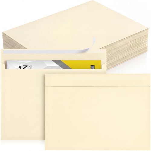 Crtiin 100 Pack 9x12 Cream Booklet Envelopes Self-Adhesive Open End