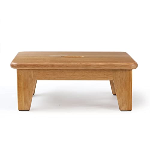 Oak Step Stool 6.5" High - Solid USA Oak, No Assembly, Non-Slip Mat, Natural Color