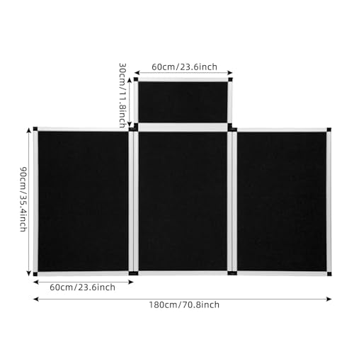 Black 3+1 Panel Trifold Tabletop Display Board with Storage Bag - Portable Presentation