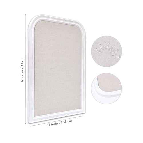 Bulletin Board with Linen, 17x13 inches Bulletin Board with White Wood Style Frame, Decorative Hanging Pin Board Vision Board Message Board for Office School Home Decor(2R&2S,L-4333,1p)