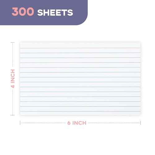 300 PCS Index Cards 4x6 Ruled - Goefun White Lined Note Cards 4 x 6 Flashcards for Studying, Note Taking and To Do List