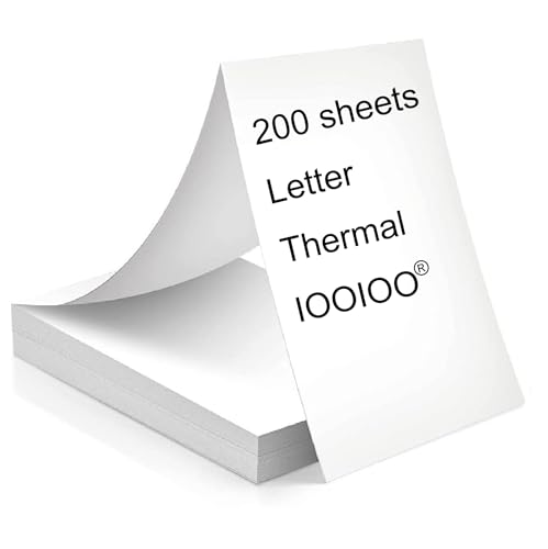 IOOIOO Thermal Printer Paper 8.5 x 11 Letter Size Continuous 200 Pages - Folded, Perforated, Quick Dry BPA Free, Compatible with Gloryang, Peripage, Munbyn, Jadens, Hprt, Phomemo (3 Years)