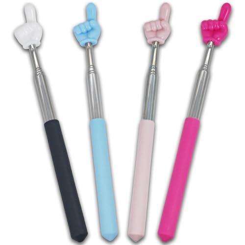 4 Pack Telescopic Classroom Pointer Sticks - Bright Colored Retractable Teaching Pointers