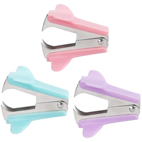 ZZTX 3-Pack Pastel Staple Removers - Pink, Blue, Purple Claw-Style Office Tools