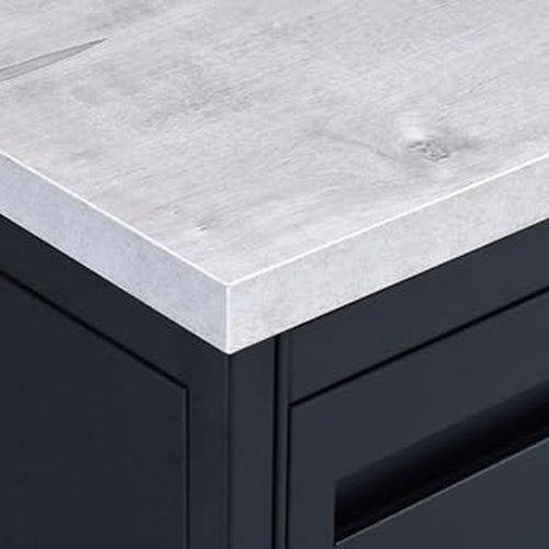 NBF Carbon L Shaped Executive Office Desk with Hutch - Durable Laminate Computer Desk with 3 Drawers - Modern Desk with Storage and Cabinet - Work Desk with Right Return (72" W x 96" D, Gray, Maple)