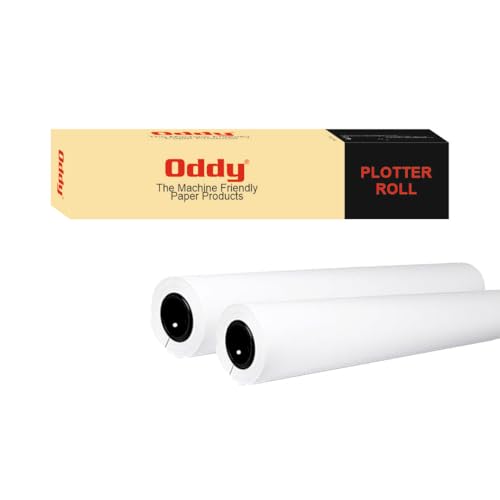Oddy Wide Format Plotter Paper - 2 Rolls, 24¡± x 150 Ft, 20 lb Bond Paper (80 GSM with 2¡± Core), 96 Bright White, CAD Bond Paper for Inkjet Printers, Engineering, Architecture, and Blueprinting