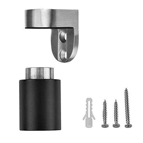 DS-004 Stainless Steel Noise Cancelling Magnetic Door Stop with Soundproof Rubber, Floor Mounted, 2 Pack