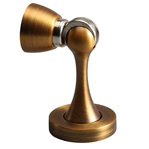 Door Stopper 4 Pack Magnetic Door Stops, Zinc Alloy Antique Brass Door Catch Door Holder Wall Floor Mounted, Metal Soft-Catch