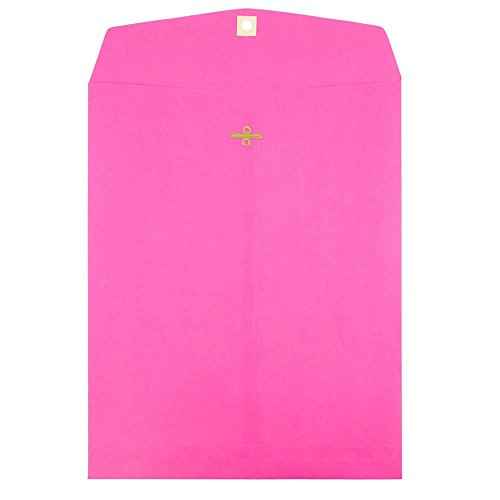 JAM PAPER 9 x 12 Colored Envelopes with Clasp Closure - Ultra Fuchsia Hot Pink - 50/Pack