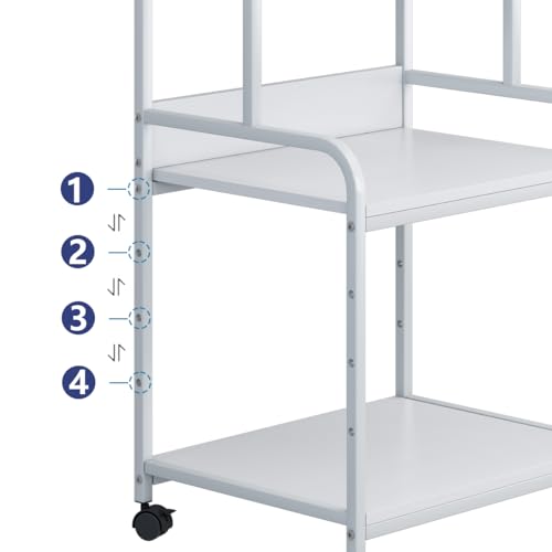 Printer Stand with Storage Shelf,3 Tier Printer Cart with Wheels,Mobile Printer Table for Home Office,Stands for Printer Heat Press Scanner Fax,Industrial Style (White)