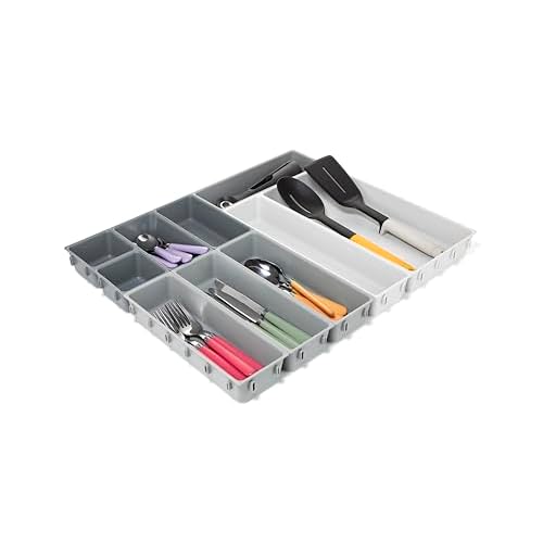Joseph Joseph Blox 10-Piece Storage Tray Set for Cosmetics, Stationery, Flatware and Utensils, Drawer Organizer, Recycled Plastic
