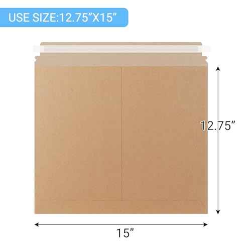 25 Pack 12.75x15 inch Kraft Rigid Mailer Self Seal Photo Document Mailers, Stay Flat Cardboard Envelopes Kraft Photography Mailers for CD, Photos, Document
