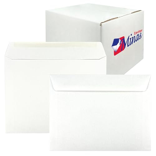 500 Minas Envelope 6" x 9" Booklet Envelopes (Open Side), Sturdy 24lb. White, Strong Gum Flap, 500/Box
