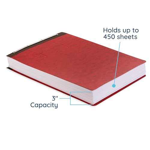 Blue Summit 10 Pressboard Report Covers with Fasteners, 11x17 Folder for Blueprints, 11x17 Portfolio Binder, 3¡± Capacity, Red, 10 Pack