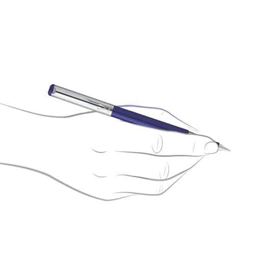 Parker Vector Mettalix Fountain Pen With Quink Ink Bottle Blue