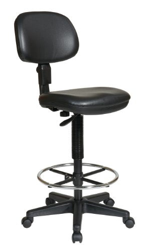 Office Star DC Series Drafting Chair with Foot Ring & Sculptured Foam Seat (Black Vinyl)