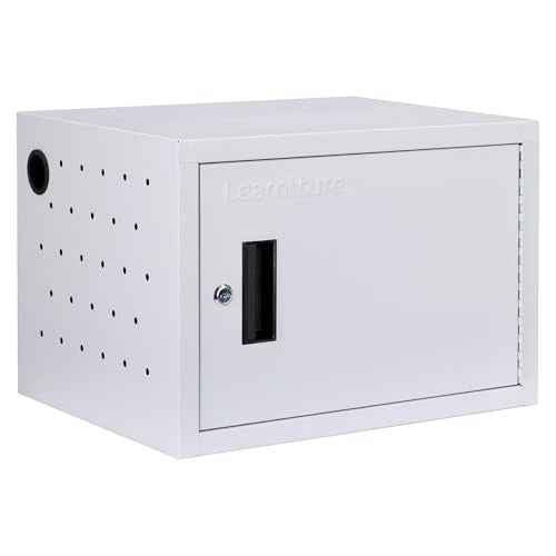 Learniture Structure Series 12-Device Charging Station for Laptops and Tablets, Wall-Mount Lockable Charging Cabinet for 12 Tablets/Chromebooks, Gray
