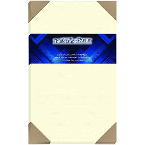 50 Natural Linen 80# Cover Paper Sheets - 8.5" X 14" (8.5X14 Inches) Legal|Menu Size - Card Weight - Fine Linen Textured Finish - Quality Cardstock