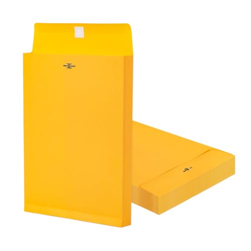 Yellow 25 Pack 9x12 Heavyweight Manilla Envelopes with Clasp - Expandable Business Mailers