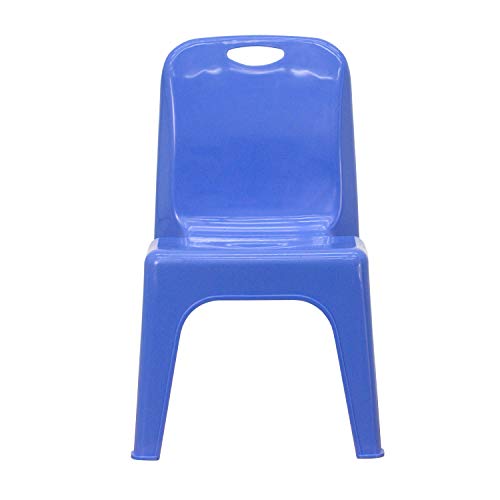 Flash Furniture 2 Pack Blue Plastic Stackable School Chair with Carrying Handle and 11" Seat Height