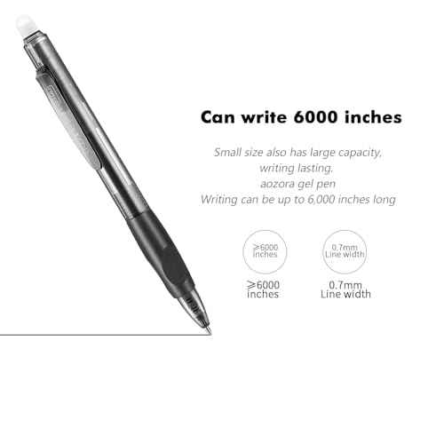 Aozora Erasable Pens Click Fine Point 0.7 mm Retractable Erasable Gel Pens for Completing Sudoku and Crossword Puzzles 12 Pack (Black)