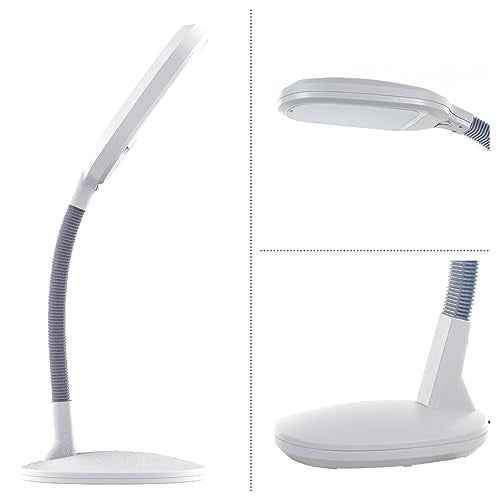 LED Desk Lamp - Sunlight Lamp with Adjustable Gooseneck Arm - Home and Office Desk Lamps Great for Reading and Crafting by Lavish Home (White)