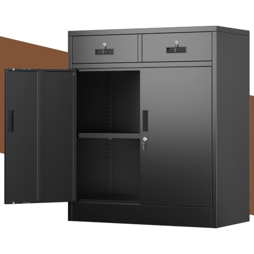 CJF Metal Storage Cabinet, Locking Cabinet with Adjustable Shelf and