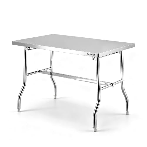 Garvee 201 Stainless Steel Folding Work Table 24x48in - Single Layer 48" x 24"